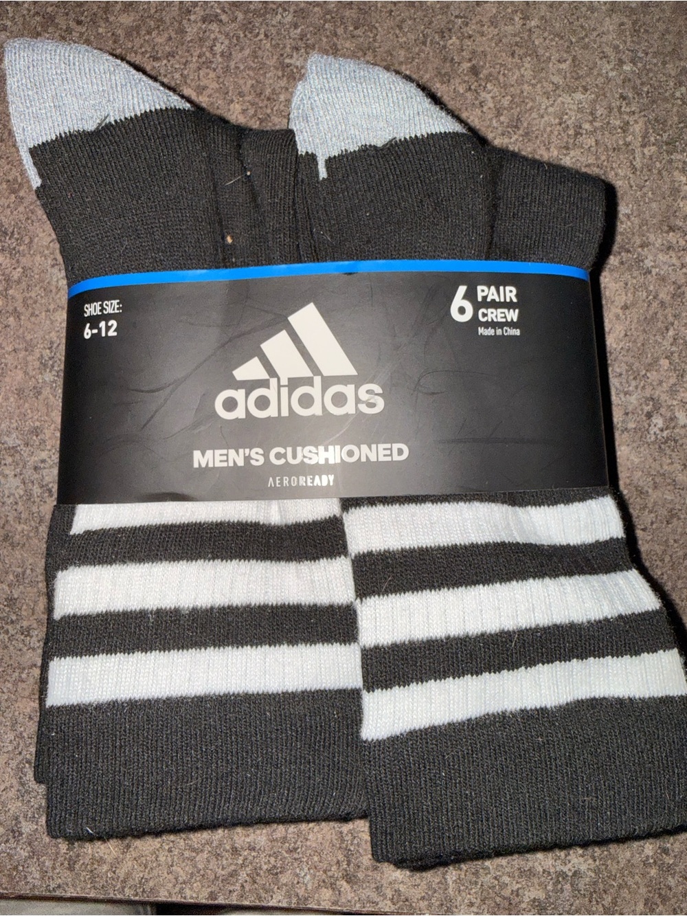 adidas Men’s Cushioned Crew Socks in Black & White - 6 Pair